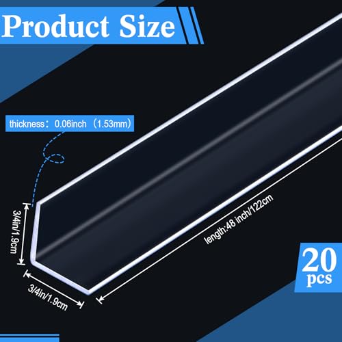 Sasylvia 20 Pcs Wall Corner Guard, 3/4 X 48 Inches, Clear, Vinyl - color: Clear, size: 3/4 x 3/4 x 48 Inches