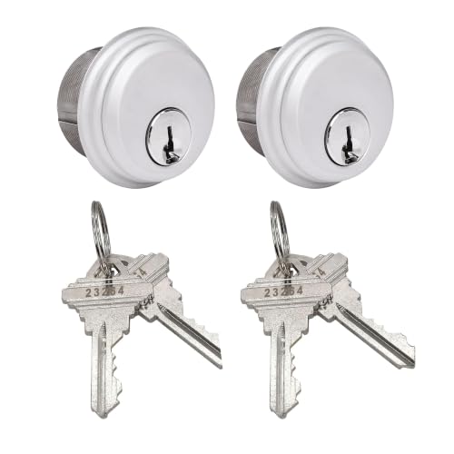 Double Cylinder Lock - Aluminum Silver, 2 Pack - color: Aluminum Silver, size: 2 Pack, style: Keyed Cylinder