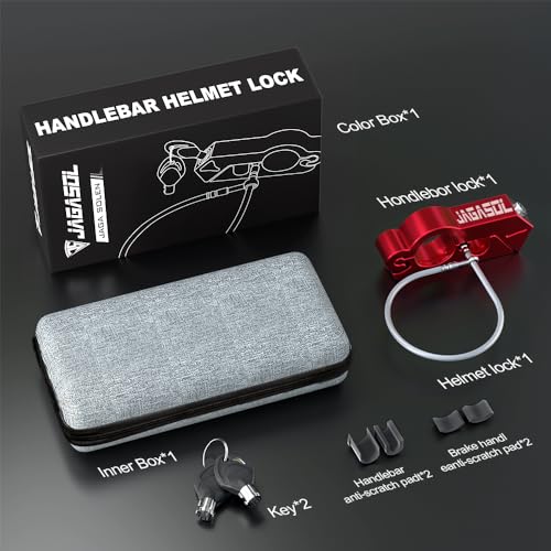 JAGASOL Motorcycle Handlebar Lock, Helmet & Brake Anti-Theft Lock Red - color: Red