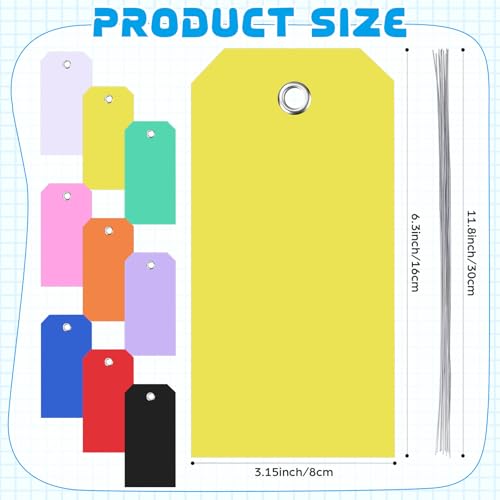 100 Pack Yellow Plastic Shipping Tags with Wire Ties, 4.72 x 2.36 inches Heavy Duty Industrial Hang Tags, Blank Identification Labels for Warehouse, Inventory & Outdoor Equipment (Yellow) - color: Yellow