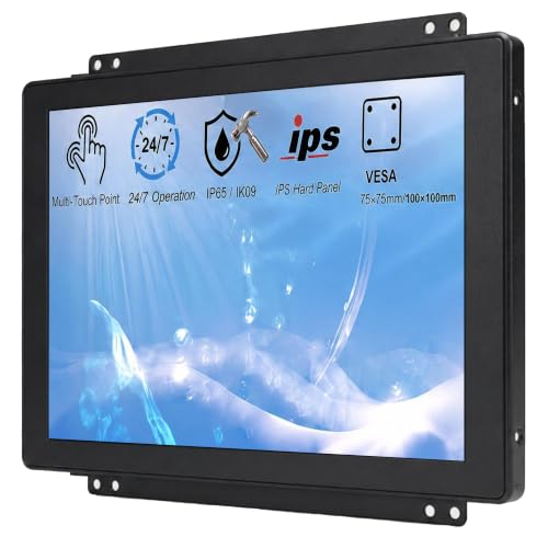 8 Inch Open Frame Capacitive Touchscreen Monitor - 1024x768 LCD Display with G+G 10-Point Touch and IP65 Front Protection - Compatible with VESA Panel Mount for Kiosk POS and Automation - size: 8