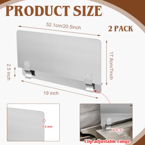 Ferraycle 2 Pack Deep Fryer Splash Guard Silver 20-1/2" W x 7.01'' H - color: Silver, size: 20-1/2" W X 7.01'' H