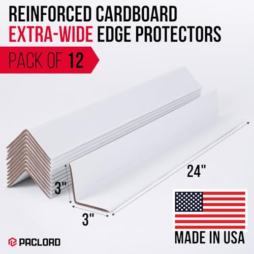 Extra-Wide 24" x 3" x 3" Reinforced Cardboard Edge Protectors - color: Thickness: 0.225", size: Pack of 12