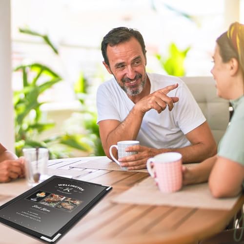 25PCS 5.5 x 8.5 Inch Menu Covers 1 Page 2 View, Transparent Restaurant Menu Holder for Restaurant Bar Cafe (Black)
