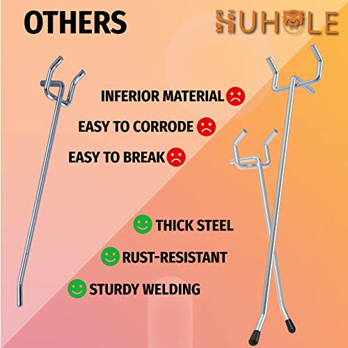HUHOLE 50 Pack 2 Inch Silver Pegboard Hooks with Rubber Tips - color: Silver, size: 2 Inch