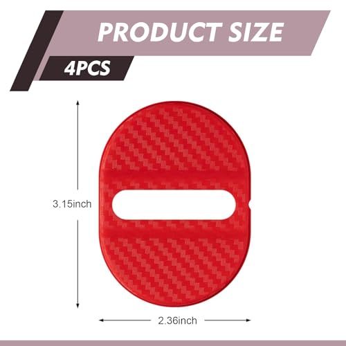 4PCS Door Latch Lock Cover, Silicone Door Latches Rust Stopper Strike Protector for Cars, Self-Adhesive Stopper Shock Absorber for Interior Auto Gate Latches, for Most Vehicles (Red Carbon Fiber) - color: Red Carbon Fiber