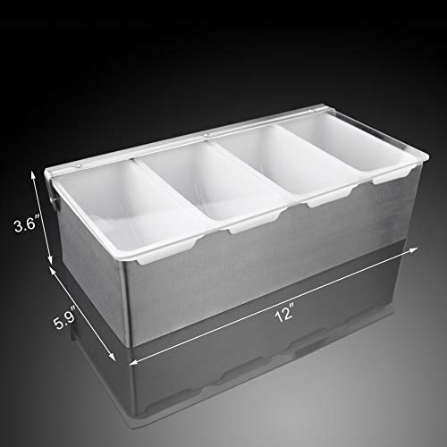 New Star Foodservice 48025 Stainless Steel Condiment Dispenser with 4 Compartments (NO ICE Tray Included) - size: 4 Compartments