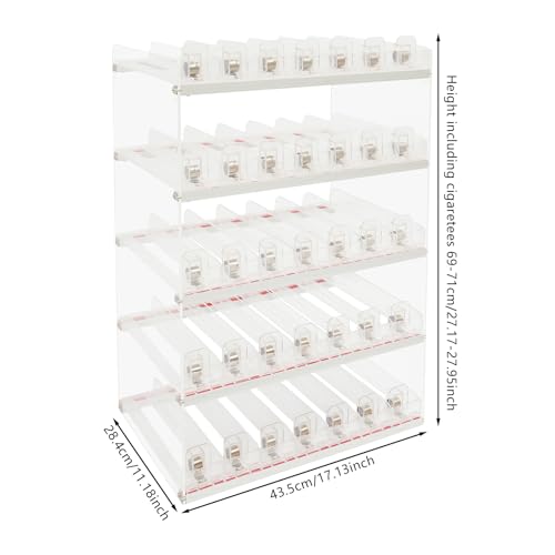 5-Tier Cigarette Display Rack, 350 Capacity Freestanding & Wall Mount Retail Cigarette Organizer with Automatic Pusher Clear Acrylic Cigarette Display Stand for Retail Shop, Supermarket - size: 350 Capacity