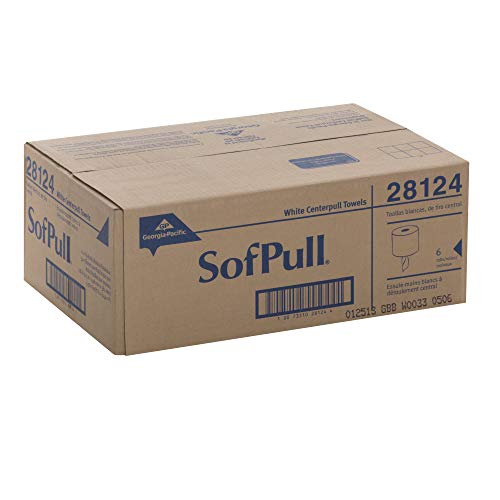 Georgia-Pacific SofPull Centerpull Regular Premium Towel Dispenser Refills, Commercial Paper Towels, 324 Sheets Per Roll, 6 Rolls Per Case, White, 28124