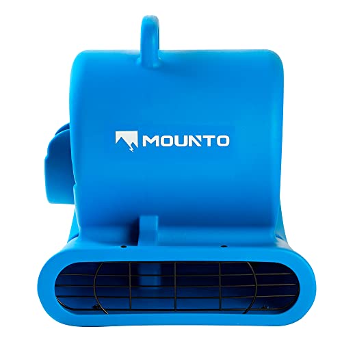 MOUNTO 1/3 HP 2000 CFM Air Mover for Water Damage Restoration – Heavy-Duty Carpet Dryer & Floor Blower Fan with 3 Speeds, Dual GFCI Outlets & 25ft Power Cord
