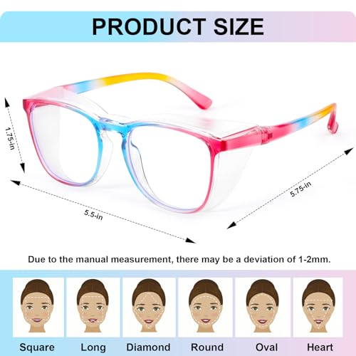 OXG 4 Pack Safety Glasses Anti Fog Goggles, Blue Light Blocking Stylish Safety Glasses for Women Nurses Protective Eyewear - color: Leopard+clear+black+blue