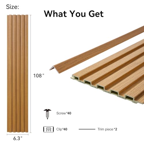 Slat Wall Panel 8-Pack, 108โโx6.3โโ, Oak - size: 108โโx6.3โโ-Oak