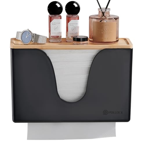 Pollock Paper Towel Dispenser with Lid,Wall Mount or Countertop,Black - color: Blk-5857u-black