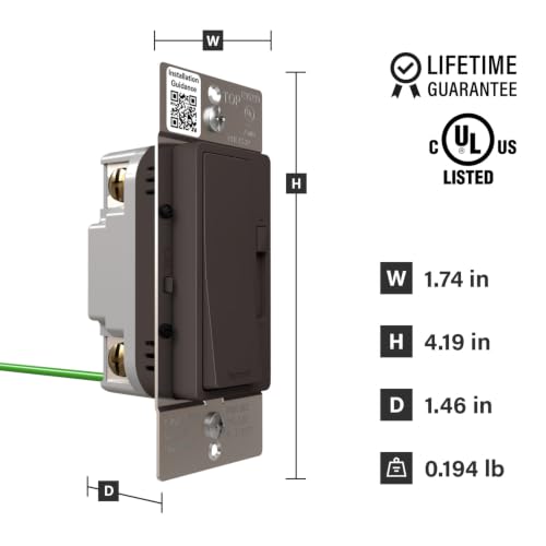 Legrand Radiant 150W LED Dimmer Light Switch 3-Way Rocker Dark Bronze 1Pack - color: Dark Bronze