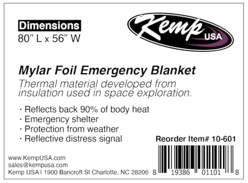 Kemp USA Emergency Mylar Blanket 25 Pack Thermal Reflective Space Blanket