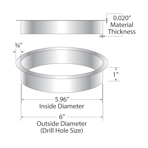 OUTWATER 6" (Nominal) Diameter x 1" Height 304 Polished Stainless Steel Trash Grommets for Countertop Inserted Trash - size: 6in. Dia x 1in. H