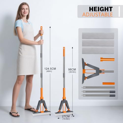 Masthome PVA Sponge Mop with 3 Replaceable Absorbent Heads - color: Orange