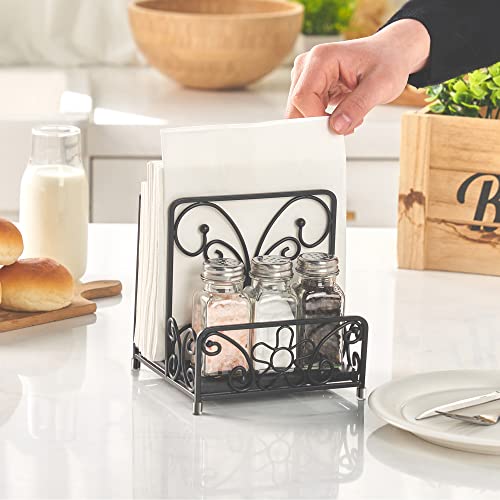 Napkin Holder with Salt and Pepper Caddy, Metal Table Dispenser - color: S - Salt & Pepper Shaker Napkin Holder, size: Luncheon Napkin Holder
