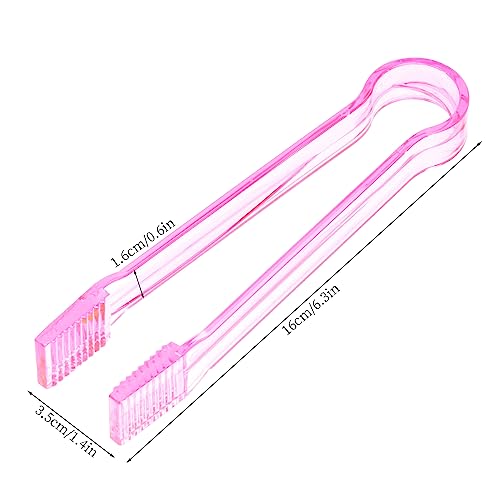 10 Pcs Plastic Buffet Serving Tongs, Clear Pink Kitchen Tongs Mini Serving Utensil Tongs for Food Ice Salad Buffet Barbecue Cookies, 6.3 Inches - color: clear pink