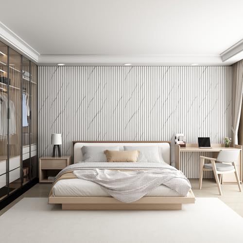 Slat Wall Panel 8-Pack, 108’’x6.1’’, Marble White - size: 108’’x6.1’’-Marble White