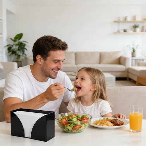 Black Paper Towel Dispenser Countertop,Napkin Dispenser,Acrylic Bathroom Guest Towel Holder for Table,Can Wall-Mount C-Fold,Z-Fold,Trifold Paper Hand Towel Dispenser for Bathroom Home and Commercial