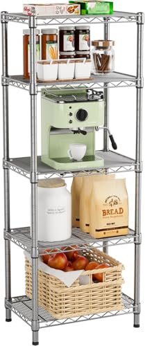 Golpart 5Tier Adjustable Storage Shelves Metal Wire Shelving Standing Shelf - color: Grey, size: 5-tier-10"Dx16"Wx55"H