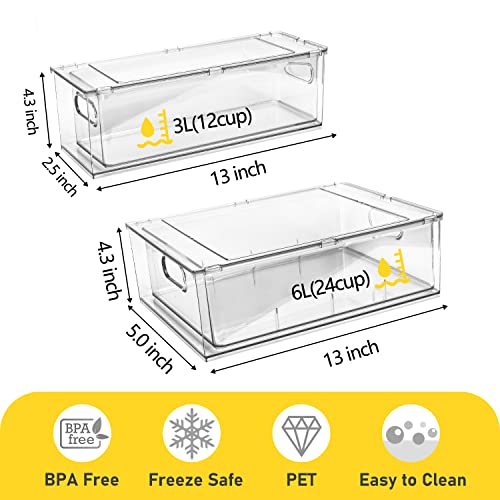 2 Pack Refrigerator Organizer Bins Stackable Fridge Organizer Set with Pull-out Drawer Clear Vegetable Fruit Storage Containers for Kitchen Pantry Organization - color: D. 2 Small