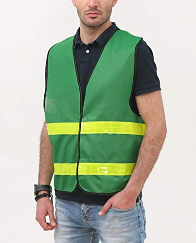 AIEOE Mens 5/10 Pack High Visibility Reflective Vest Hi-vis Bright Color Construction Safety Vest - color: Green-3