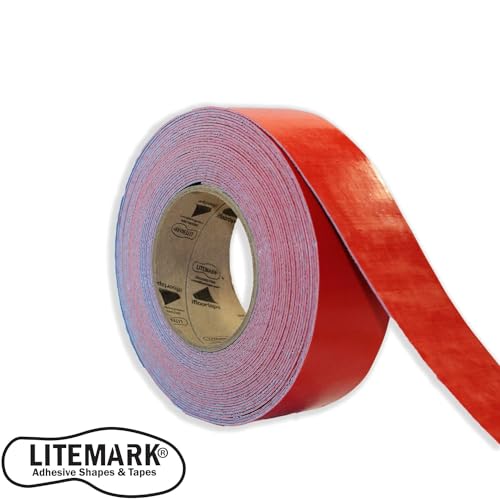 LiteMark Duramark EC700 Floor Marking Tape for Concrete and Pavement | Industrial Marking Tape for Warehouses | Long-Lasting | High Durability (Red), 2 Inch X 18 Feet
