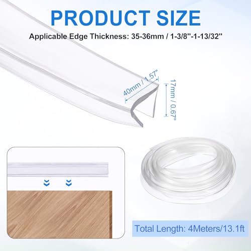 uxcell Clear Edge Trim 13.1Ft U Channel Edges Guards Fits 1-3/8"-1-13/32" - size: 13.1Ft x 1-9/16" x 11/16", Fits 1-3/8"-1-13/32"