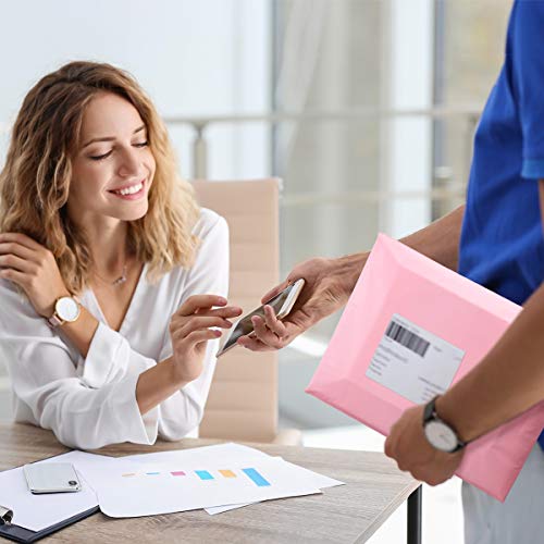 UCGOU Poly Mailers 12x15.5 Inch Light Pink 100 Pack Medium Shipping Bags #5 Strong Thick Mailing Envelopes Self Sealing Adhesive Waterproof and Tear Proof Boutique Packaging Postal for Clothing - size: 12x15.5" 100PC