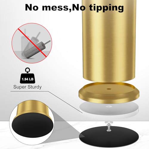 Brass Toilet Brush and Holder,Long Handled Gold Toilet Brush for Bathroom,Stainless Steel Heavy Duty Toilet Bowl Brush,Removable Inner Bowl,Deep Cleaning Dense Bristles Cleaner Brush -Space Saving - color: Brushed Brass