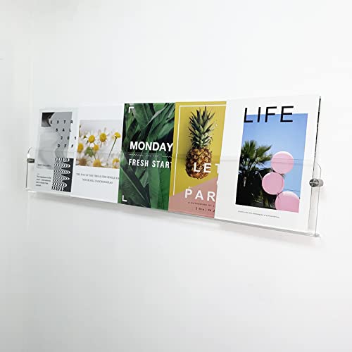 37.4" Magazine Holder,Acrylic Magazine Rack Wall Mounted,Clear Brochure Holder… - color: Clear