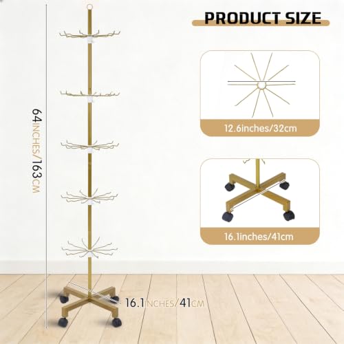 Ripeng 2 Pcs 5-tier Rotating Retail Display Stand - color: Gold, size: 5-tier