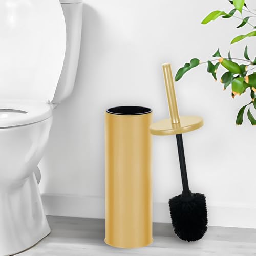 Deep & Sturdy Toilet Bowl Brush with Holder - Durable Scrubbing - Toilet Cleaners - Household Essentials - Bathroom Cleaner - Cleaning Supplies - Household Supplies, Matte Gold - color: Matte Gold