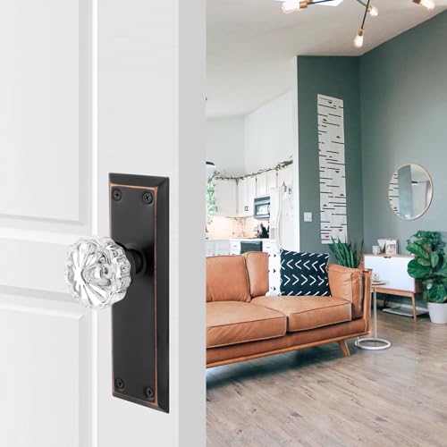 Single-Side Glass Dummy Door Knobs, Inactive Door Knobs for Closet, Antique Bifold Door Knobs Replacement, Crystal Dummy Door Handles, Oil Rubbed Bronze, 2 Pack - color: Oil Rubbed Bronze, size: Dummy(2 Pack)