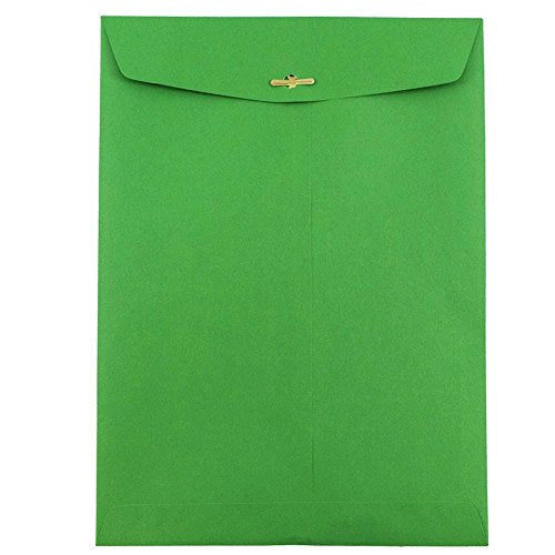 JAM PAPER 9 x 12 Colored Envelopes with Clasp Closure - Green Recycled - 25/Pack - color: Green, size: Pack of 25