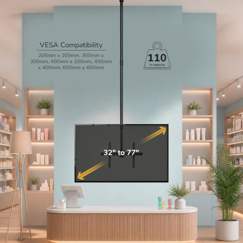 Mount-It! Extra Long TV Ceiling Mount, 10-Ft Pole, MI-509XL - color: Black, size: 10 Feet