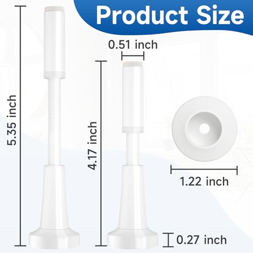 1P Adjustable Spring Door Stop, 4.17-5.35in Long Door Stoppers, White - color: White