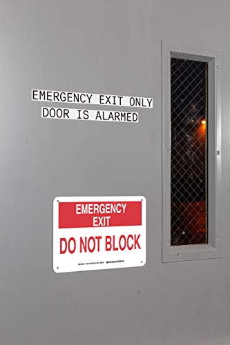Brady 127147 Fire Safety Sign, Legend "Emergency Exit Do Not Block", 7" Height, 10" Width, Red on White - size: 7" x 10"
