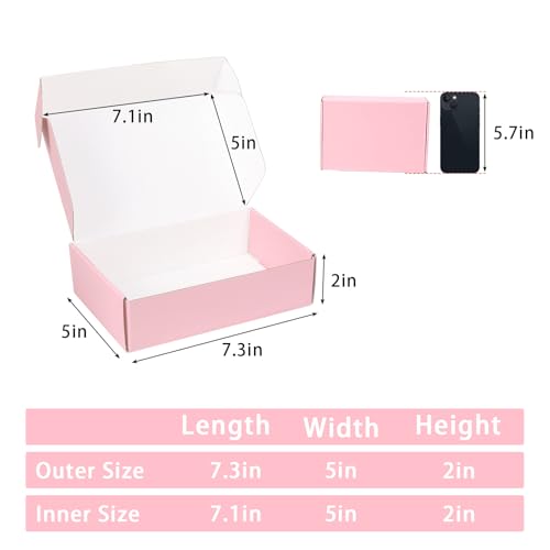 7x5x2 Pink Shipping Boxes Small, 45 Pack Corrugated Cardboard Mailer Boxes for Packaging Small Business Mailing Gift - color: Pink, size: 7x5x2"-45 Pack