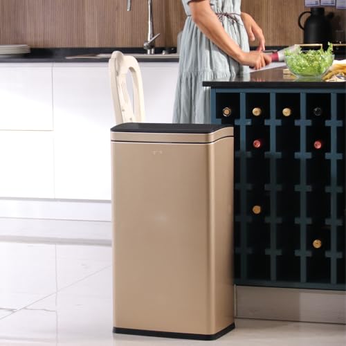 10.4 Gallon Stainless Steel Kitchen Garbage Can, Gold - color: 40L gold