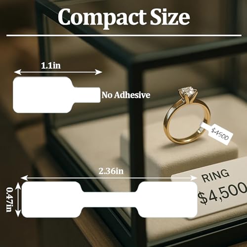 1000 PCS Jewelry Price Tags Stickers, Rectangular Self Adhesive Indentification Tags, Blank Waterproof Price Labels, Removable Residue-Free Labels for Display, Craft Shows of Necklace, Earring, Ring - size: 1000 pcs