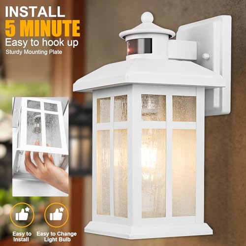 Brilvibera Dawn to Dusk Motion Sensor Exterior Wall Light Fixtures - color: White, size: 12 inches