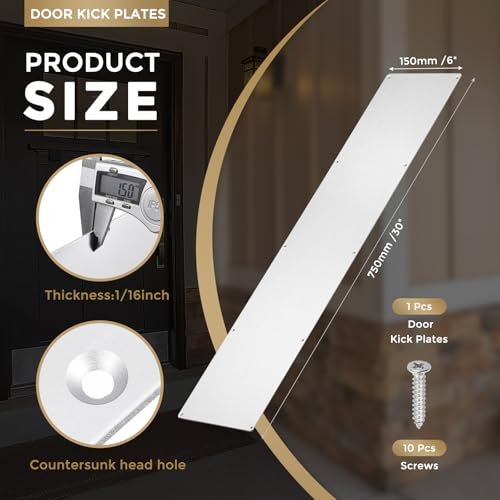 uxcell Door Kick Plate,6 x 30 Inches Kick Plate Door Plate,Silver-1 Pack - color: Silver, size: 6 x 30 Inch
