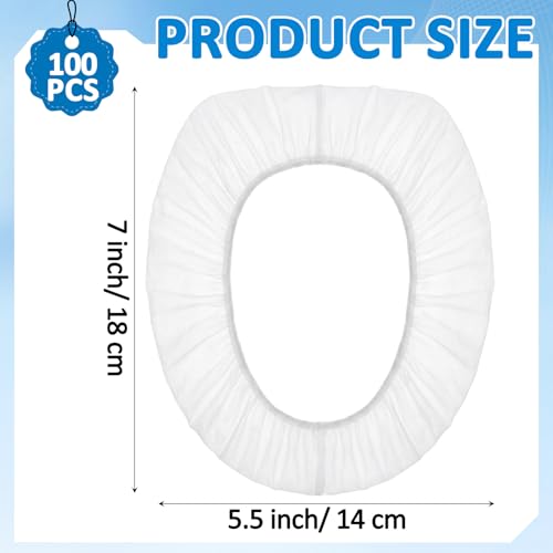 Dunzoom 100 Pack Disposable Toilet Seat Covers, Flushable Non Woven Fabric Travel Toilet Seat Covers for Outing Hotel Hospital Camping Public Restroom