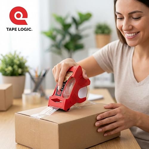 Tape Logic Heavy Duty Packing Tape with Dispenser (1 Pack) – 2.6 Mil Thick Clear Shipping Tape, 2 in x 25 yd – Strong Industrial Adhesive for Moving Boxes, Mailing, & Shipping Packaging - size: 1 Roll