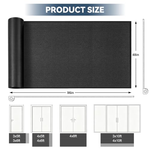 4'x8' Commercial Grade Front Door Mat Indoor Outdoor Entrance,Black - color: Black, size: 4' x 8' (Rectangular)
