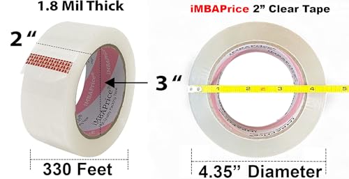 iMBAPrice Clear Packing Tape, 2" x 110 Yards, 36 Rolls I 3960 Yards Total, Heavy Duty Shipping, Industrial Strength Box Sealing, for Moving, Packaging & Warehouse Use - color: Clear., size: 36 Rolls / 2" Wide (110 Yards)