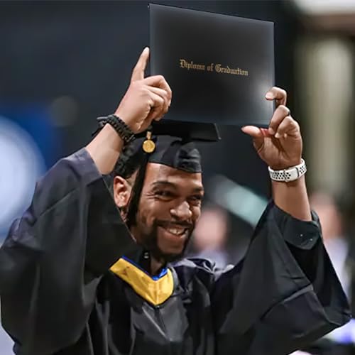 GraduationMall 11"x14" Imprinted Padded Diploma Cover Certificate Holder Black - color: Black+graduation